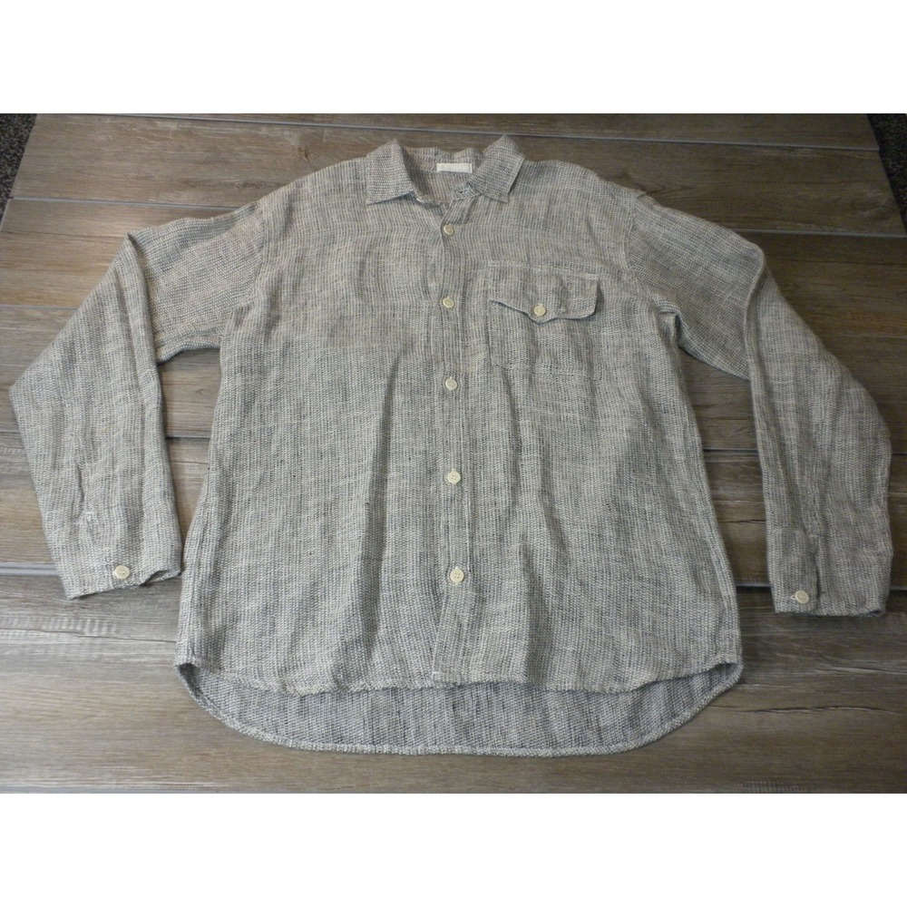 CP Shades Shirt Mens L Gray Linen Button Up California Coastal Minimalist USA